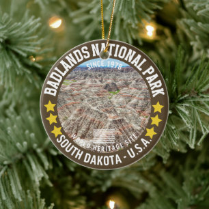 Badlands National Park Mountains Landscape Ceramic Tree Decoration