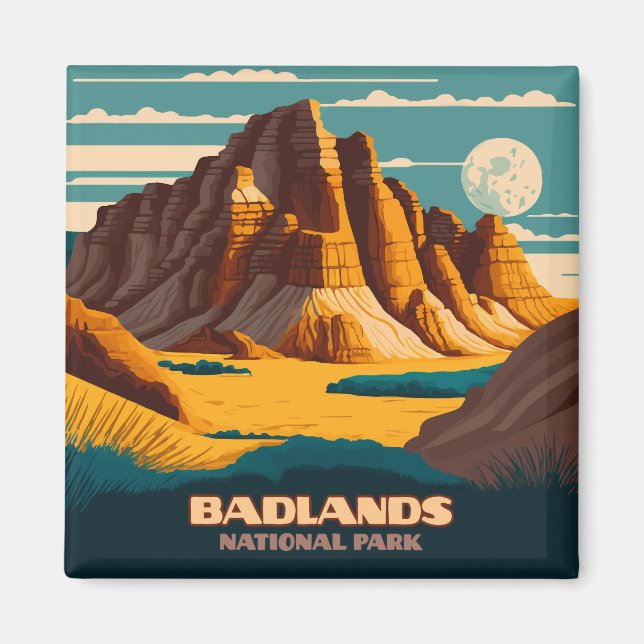 Badlands National Park Mountains Retro Magnet (Front)