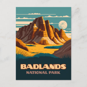 Badlands National Park Mountains Retro Postcard