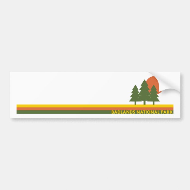 Badlands National Park Pine Trees Sun Bumper Sticker (Front)