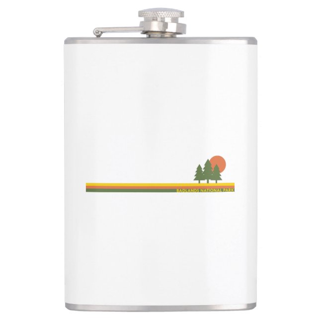 Badlands National Park Pine Trees Sun Hip Flask (Front)