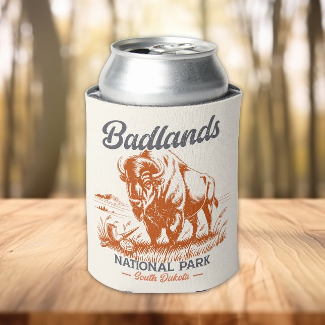 Badlands National Park Retro Bison  Can Cooler (Creator Uploaded)