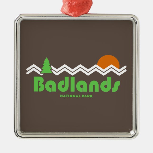 Badlands National Park Retro Metal Tree Decoration (Front)