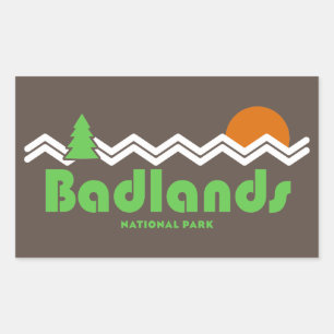 Badlands National Park Retro Rectangular Sticker