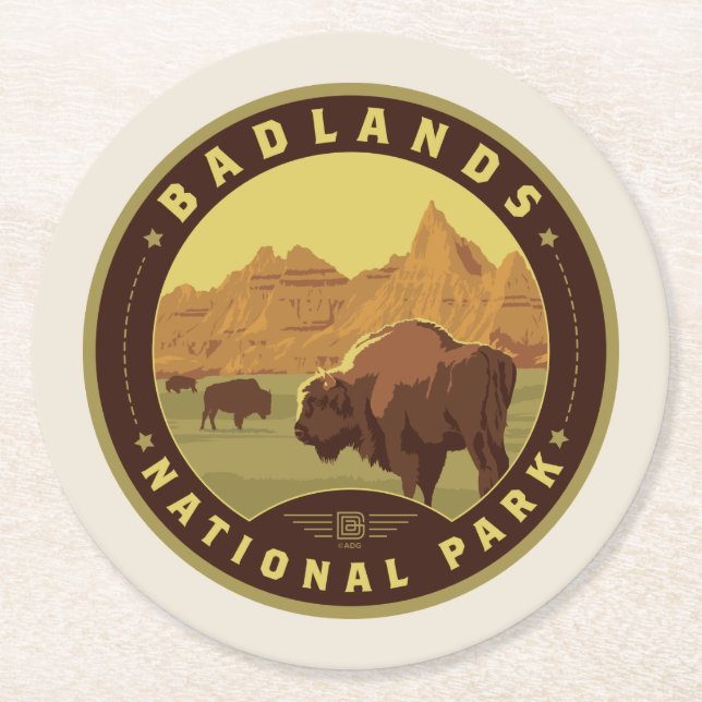 Badlands National Park Round Paper Coaster (Front)