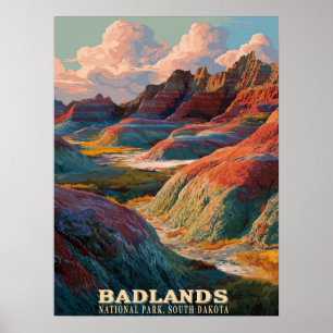 Badlands National Park – Rugged Western Landscape  Poster