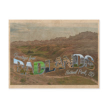 Badlands National Park, SD Vintage Style Postcard
