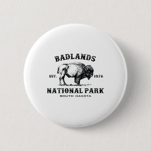 Badlands National Park South Dakota American Bison 6 Cm Round Badge