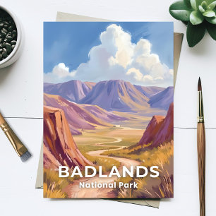 Badlands National Park South Dakota Art Travel Postcard