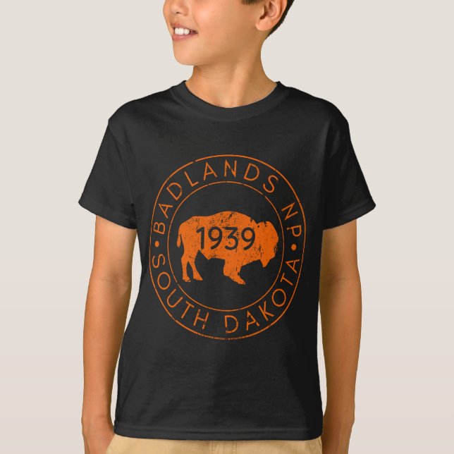 Badlands National Park South Dakota Buffalo Hiking T-Shirt (Front)