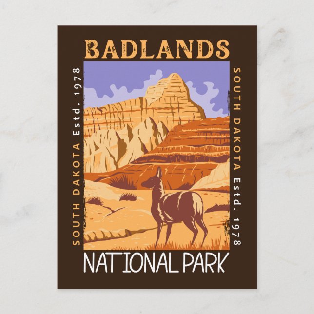 Badlands National Park South Dakota Distressed Postcard (Front)