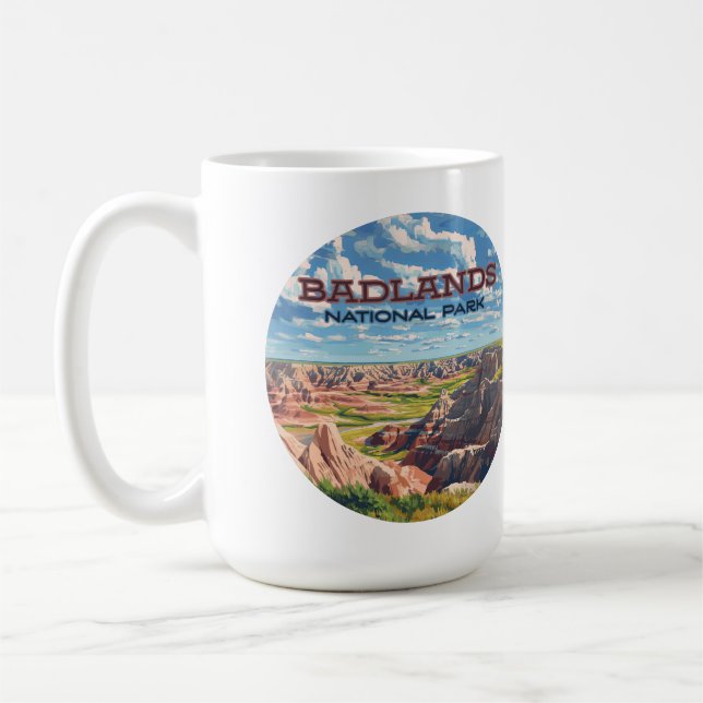 Badlands National Park South Dakota Landscape Coffee Mug (Left)