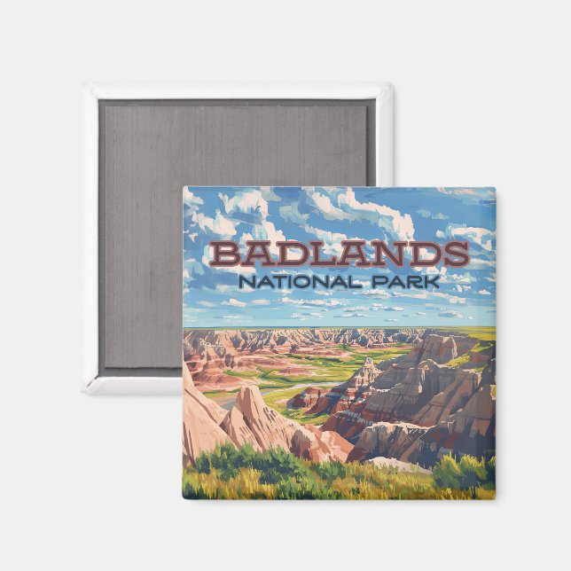 Badlands National Park South Dakota Landscape Magnet (Front/Back)