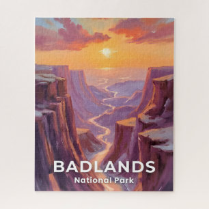 Badlands National Park South Dakota Painting Jigsaw Puzzle