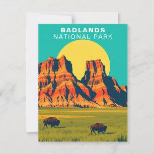 Badlands National Park South Dakota USA Buffalo Postcard