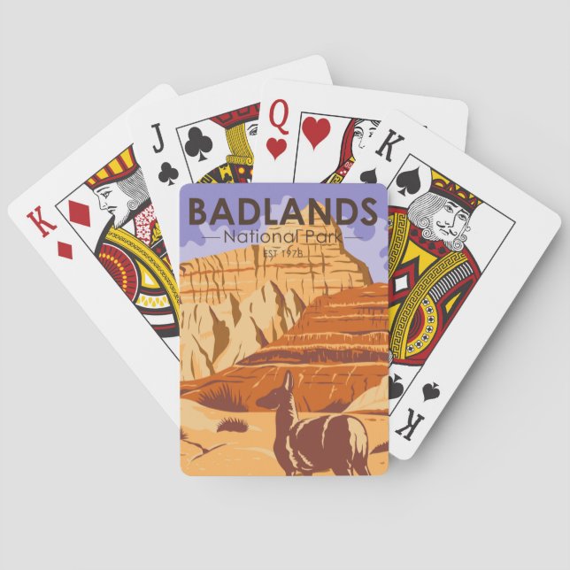 Badlands National Park South Dakota Vintage Playing Cards (Back)