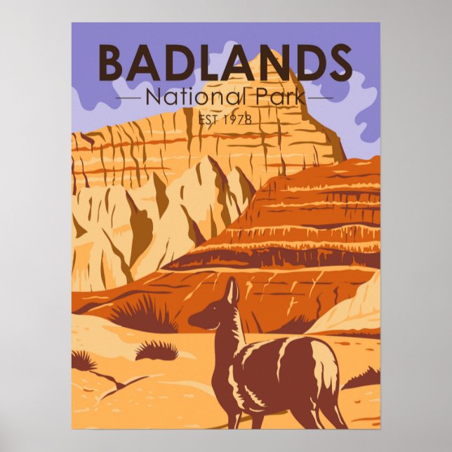 Badlands National Park South Dakota Vintage Poster (Front)