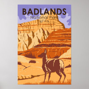 Badlands National Park South Dakota Vintage Poster