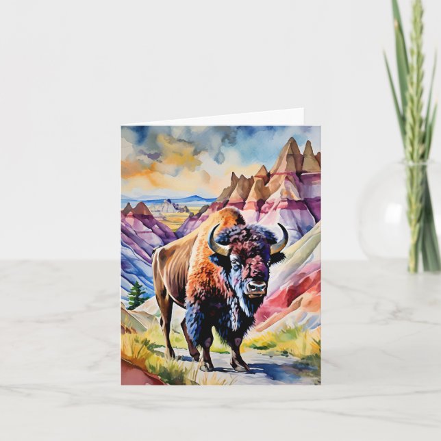 Badlands National Park South Dakota Watercolor Card (Front)