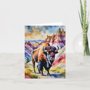 Badlands National Park South Dakota Watercolor Card