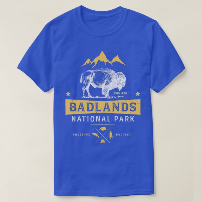 Badlands National Park T Buffalo Bison South Dakot T-Shirt (Design Front)