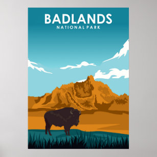 Badlands National Park USA Travel Poster