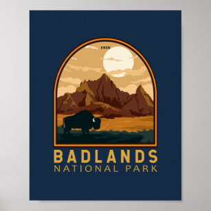 Badlands National Park Vintage Emblem Poster