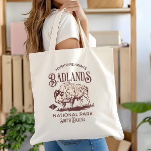 Badlands National Park Vintage Landscape Tote Bag