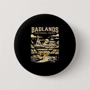 Badlands national park vintage retro adventure 6 cm round badge
