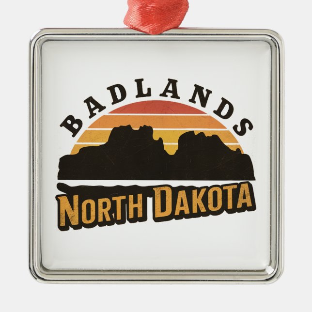 Badlands North Dakota Retro Metal Tree Decoration (Front)