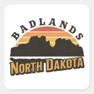 Badlands North Dakota Retro Square Sticker