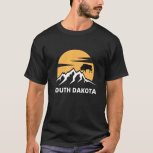 Badlands South Dakota Bison Mountains and Sunset T-Shirt