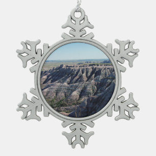 Badlands South Dakota Snowflake Pewter Christmas Ornament