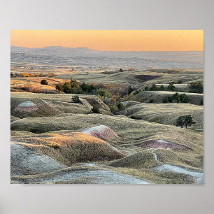 Badlands Sunset Dakota Landscape Poster