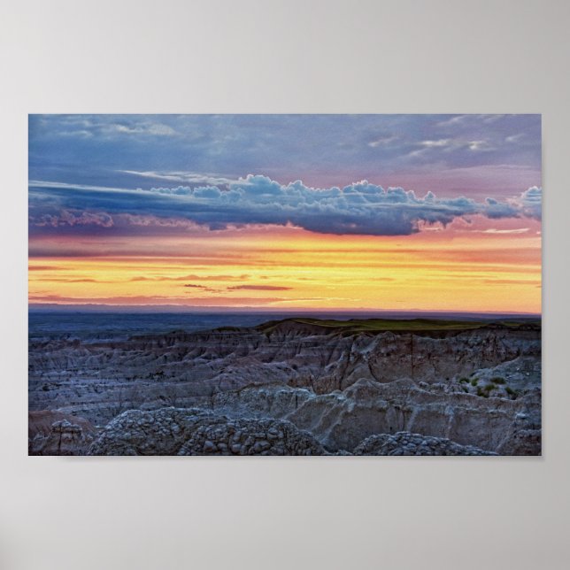 Badlands Sunset, South Dakota Poster (Front)