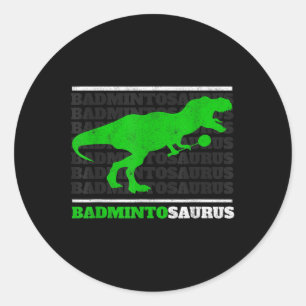 Badminto Saurus Rex Birdie Shuttle Dino Badminton Classic Round Sticker