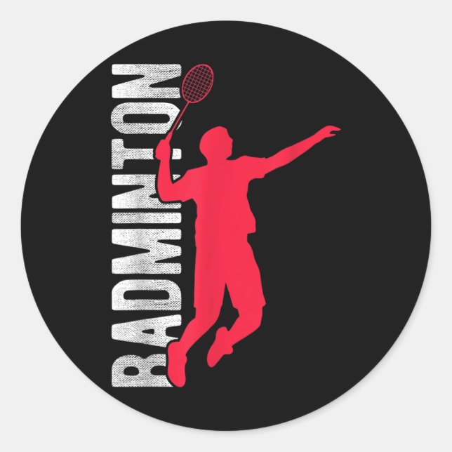 Badminton 0  classic round sticker (Front)