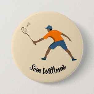 Badminton 7.5 Cm Round Badge