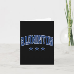 Badminton All Blue Stars Clic Retro Varsity Text  Card