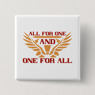 Badminton - All for one and one for all 15 Cm Square Badge