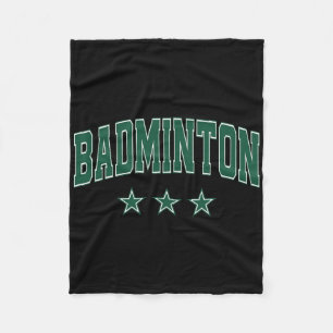 Badminton All Green Stars Clic Retro Varsity Text Fleece Blanket