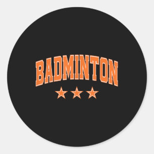 Badminton All Orange Stars Clic Retro Varsity Text Classic Round Sticker