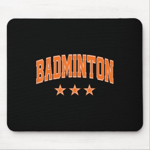 Badminton All Orange Stars Clic Retro Varsity Text Mouse Mat