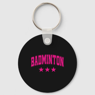 Badminton All Pink Stars Clic Retro Varsity Text Key Ring
