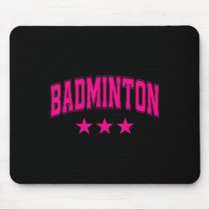 Badminton All Pink Stars Clic Retro Varsity Text Mouse Mat