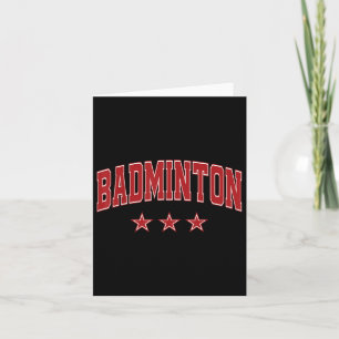 Badminton All Red Stars Clic Retro Varsity Text Card