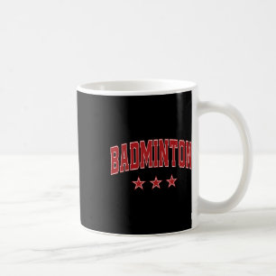 Badminton All Red Stars Clic Retro Varsity Text Coffee Mug