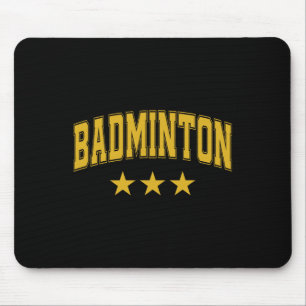 Badminton All Yellow Stars Clic Retro Varsity Text Mouse Mat