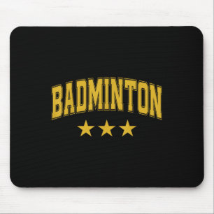 Badminton All Yellow Stars Clic Retro Varsity Text Mouse Mat