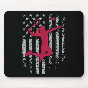 Badminton American Flag Patriotic High School Spor Mouse Mat